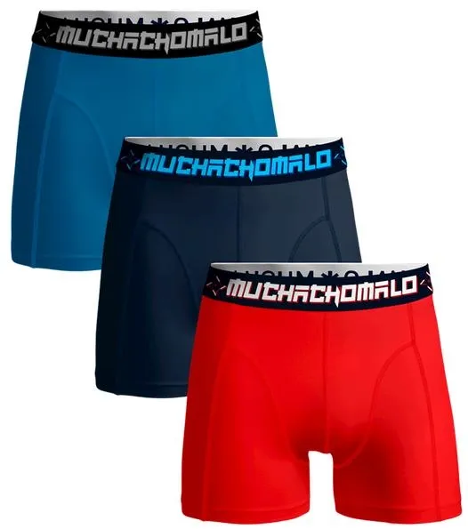 BOXERSHORT MUCHACHOMALO SOLID MEN RED BLUE DARK BLUE 3PACK