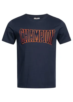 Champion Heren T-shirt met logopatch marineblauw rood