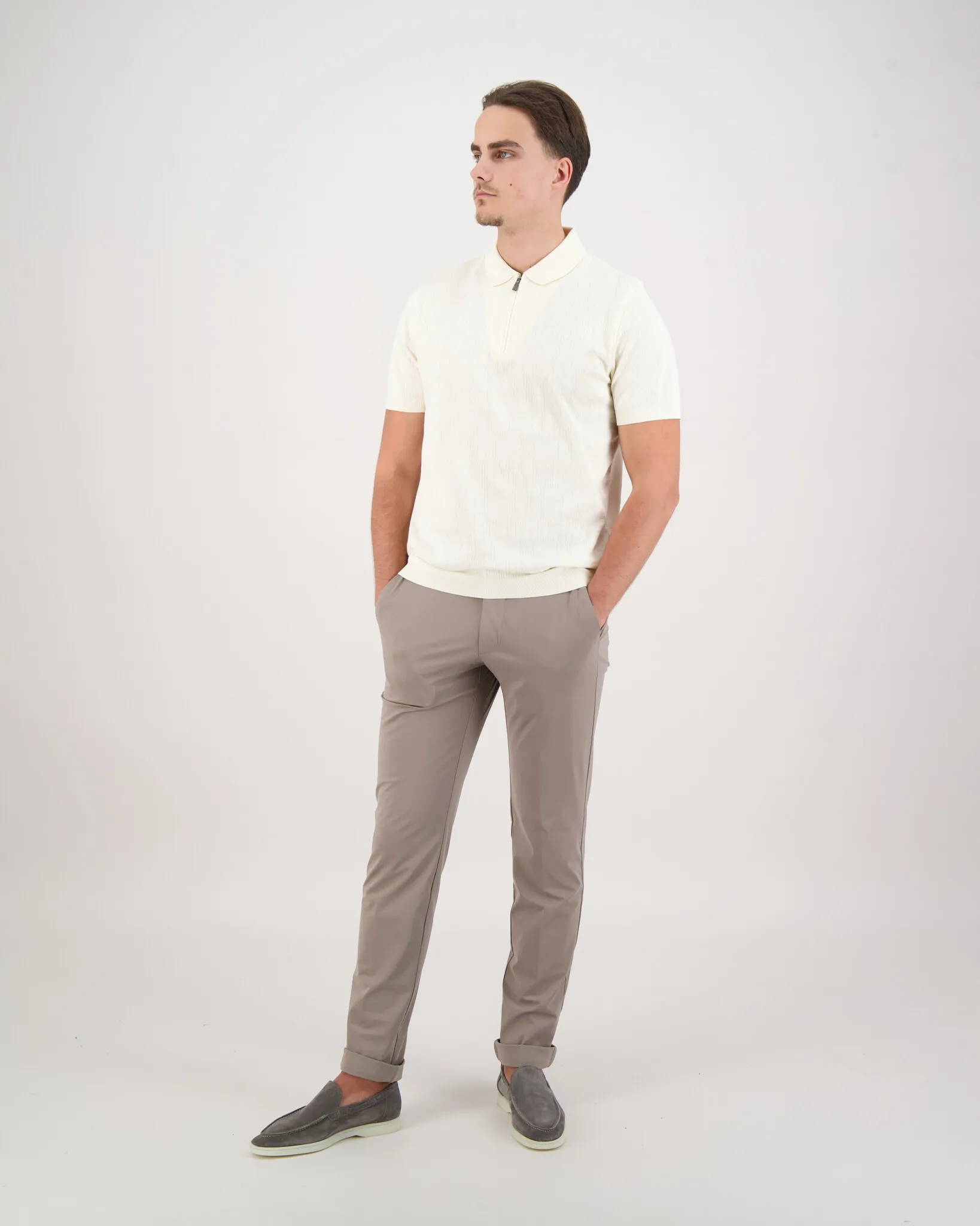 Corneliani Polo Half Zip Wit