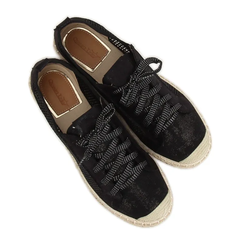 ESPADRILLES MET ZWARTE VETERS B752SBL ZWART