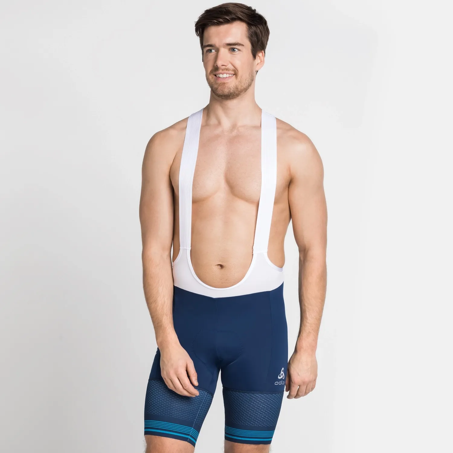 Fietsbroek Odlo Men Tights Short Suspenders Zeroweight Ceram Estate Blue