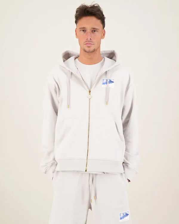 Greek Temple Patch Zip Hoodie Grijs