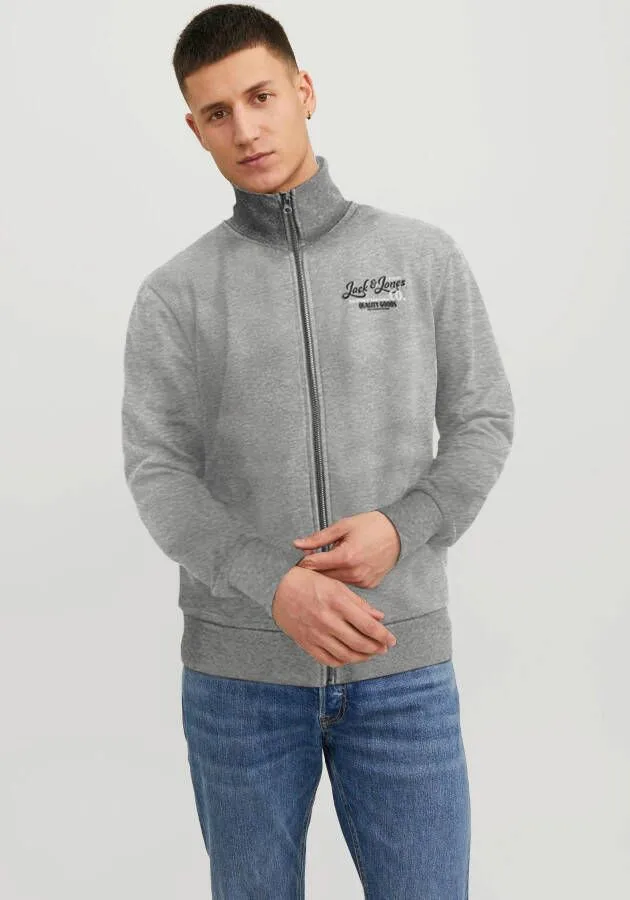 JACK & JONES sweatvest JJANDY met logo light grey melange