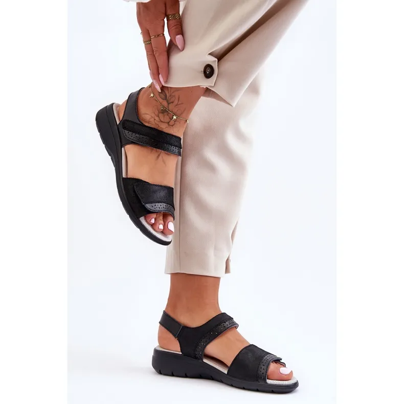 Klassieke klittenband sandalen S.Barski 97575 zwart