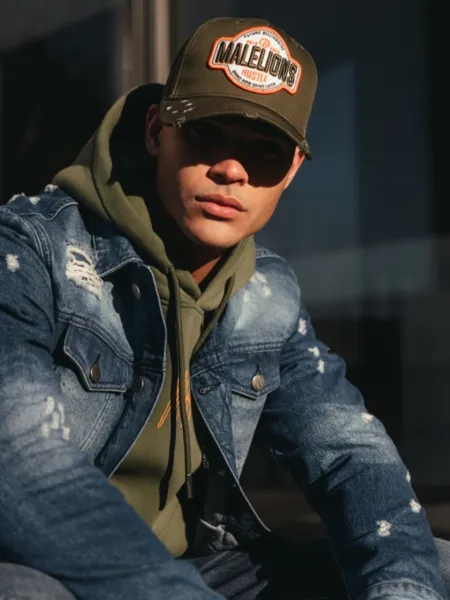 MALELIONS MALELIONS STAINED DENIM JACKET  DARK BLUE