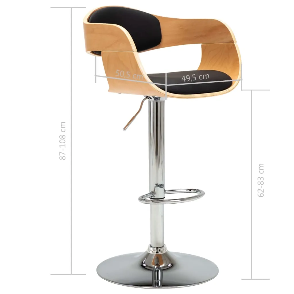 Medina Barstoelen 2 st gebogen hout en kunstleer zwart