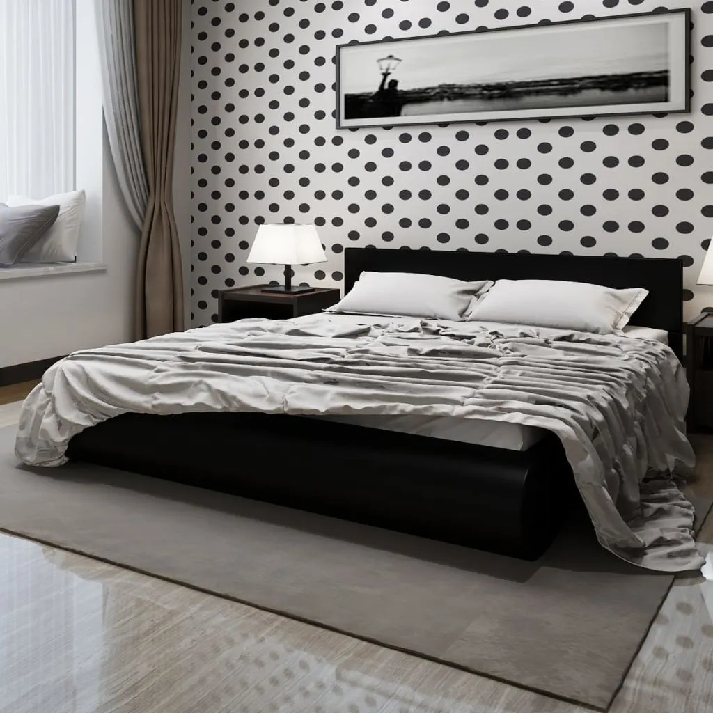 Medina Bed met matras kunstleer zwart 140x200 cm