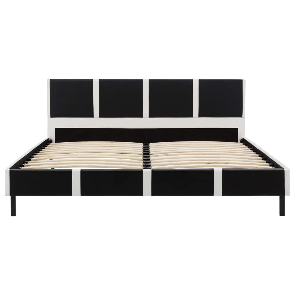 Medina Bed met matras kunstleer zwart en wit 120x200 cm