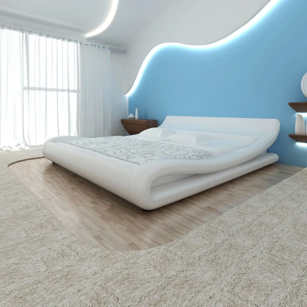 Medina Bed met traagschuim matras kunstleer wit 180x200 cm