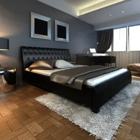 Medina Bed met traagschuim matras kunstleer zwart 180x200 cm