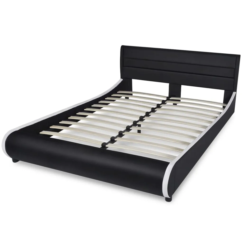 Medina Bed met traagschuim matras LED kunstleer zwart 140x200 cm