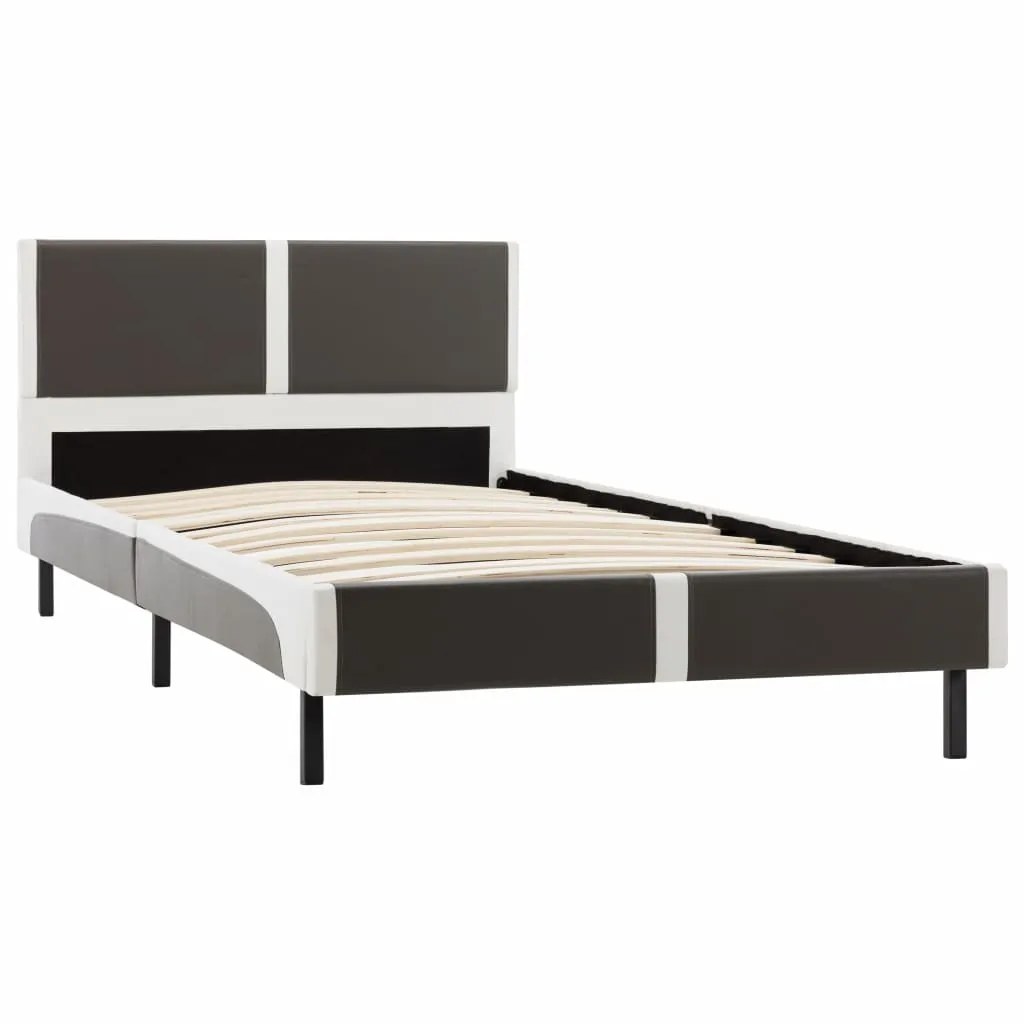 Medina Bedframe kunstleer grijs en wit 90x200 cm