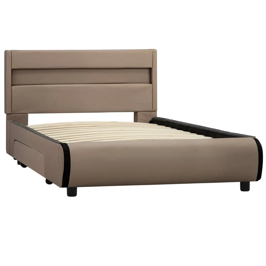 Medina Bedframe met LED kunstleer cappuccino 90x200 cm