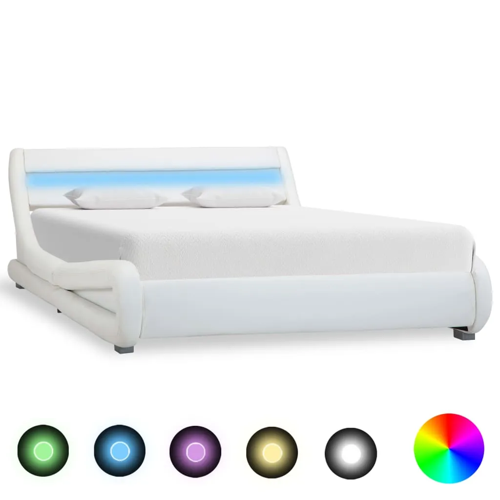 Medina Bedframe met LED kunstleer wit 160x200 cm