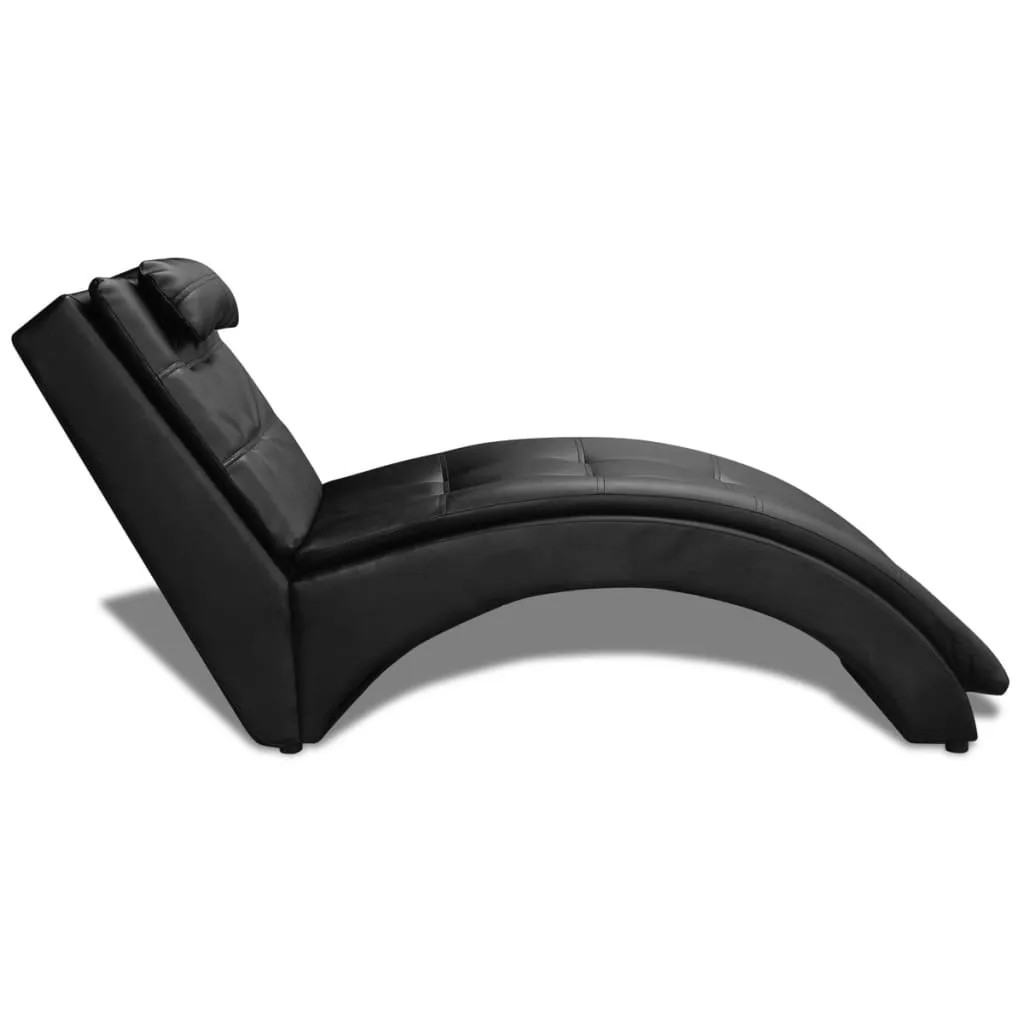 Medina Chaise longue met kussen kunstleer zwart