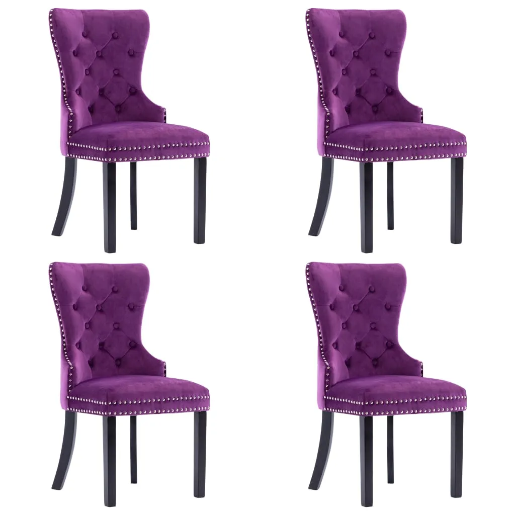 Medina Eetkamerstoelen 4 st fluweel paars