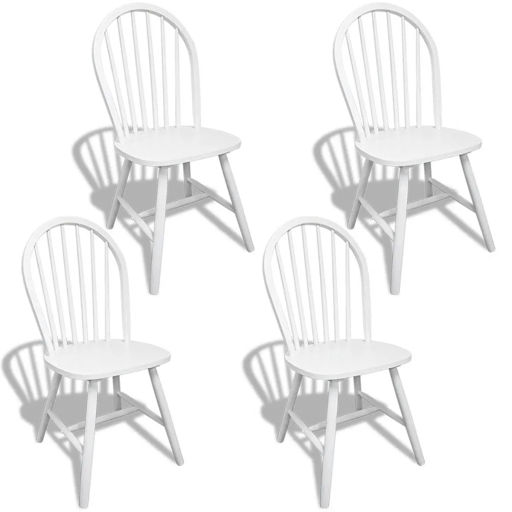 Medina Eetkamerstoelen 4 st massief rubberwood wit