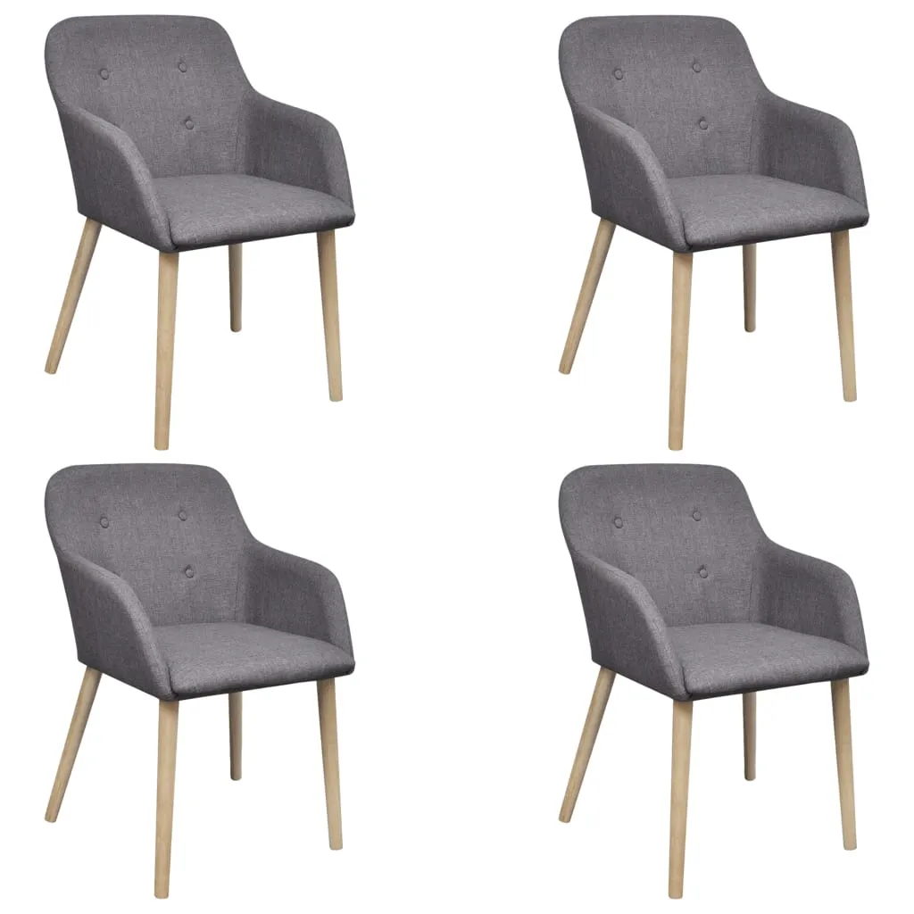 Medina Eetkamerstoelen 4 st stof en massief eikenhout donkergrijs