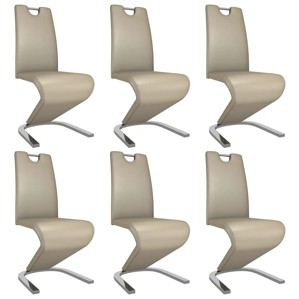 MEDINA EETKAMERSTOELEN MET ZIGZAGVORM 6 ST KUNSTLEER CAPPUCCINO