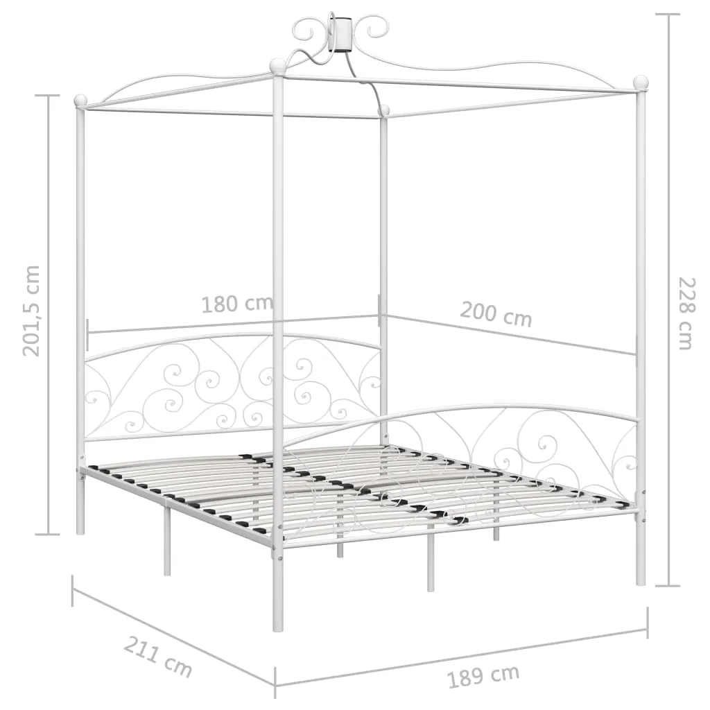 Medina Hemelbedframe metaal wit 180x200 cm