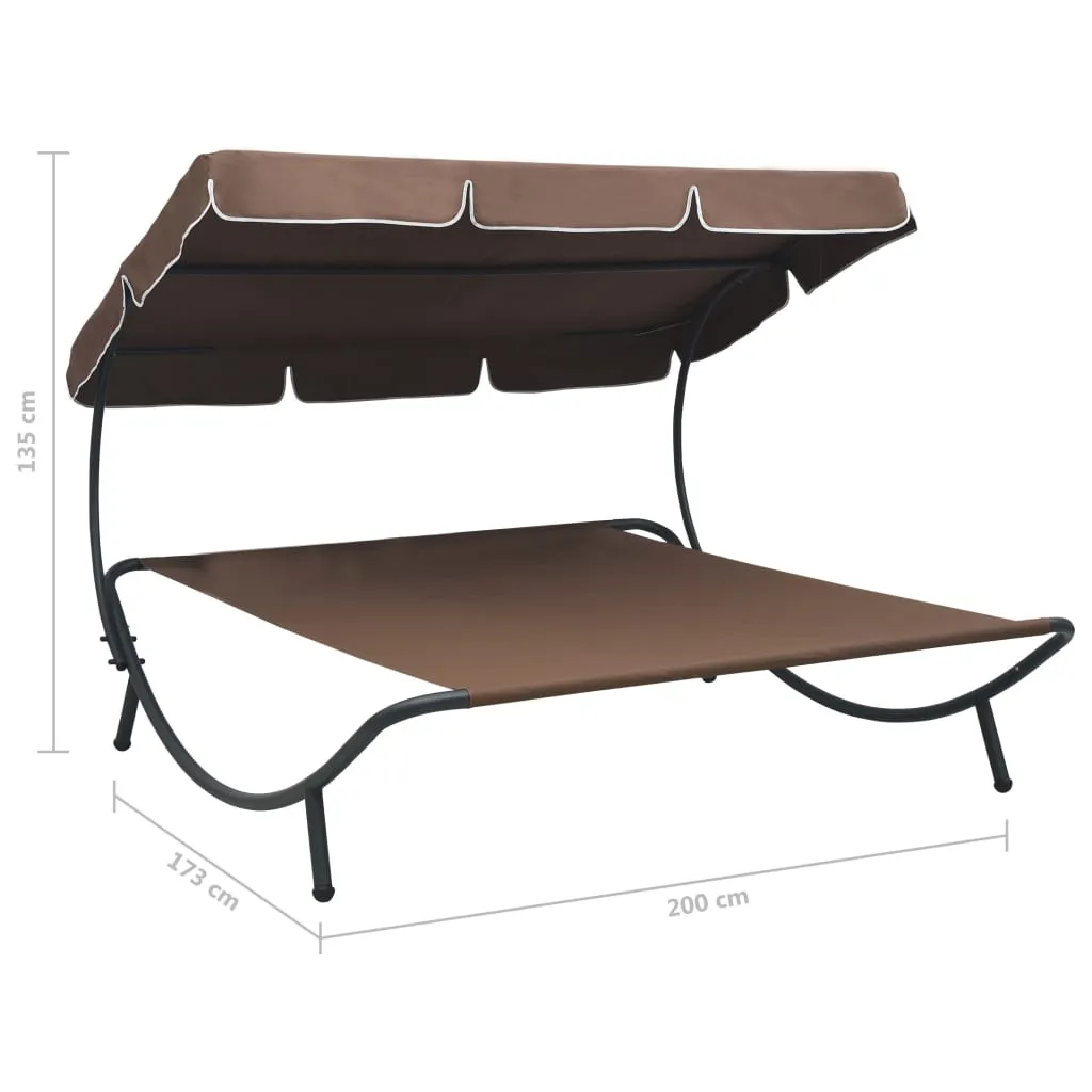 Medina Loungebed met luifel bruin