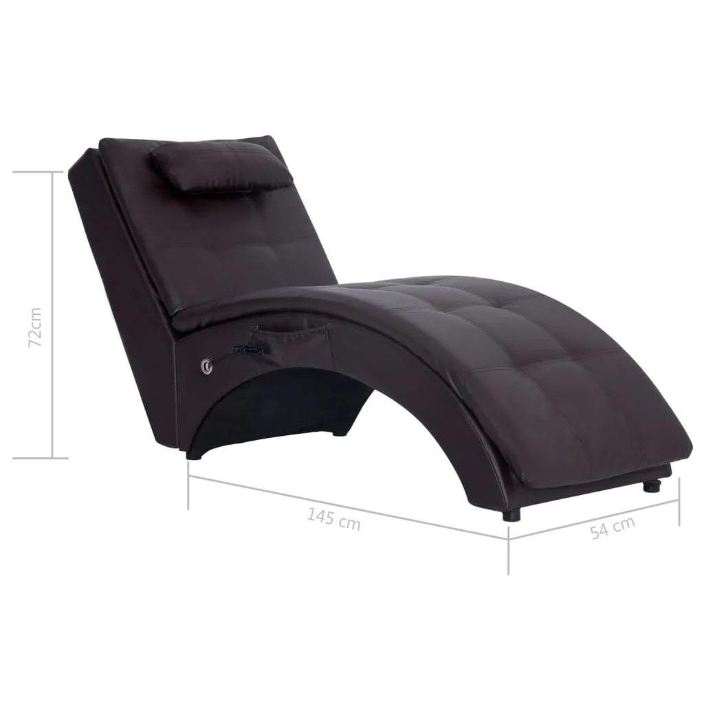 Medina Massage chaise longue met kussen kunstleer bruin
