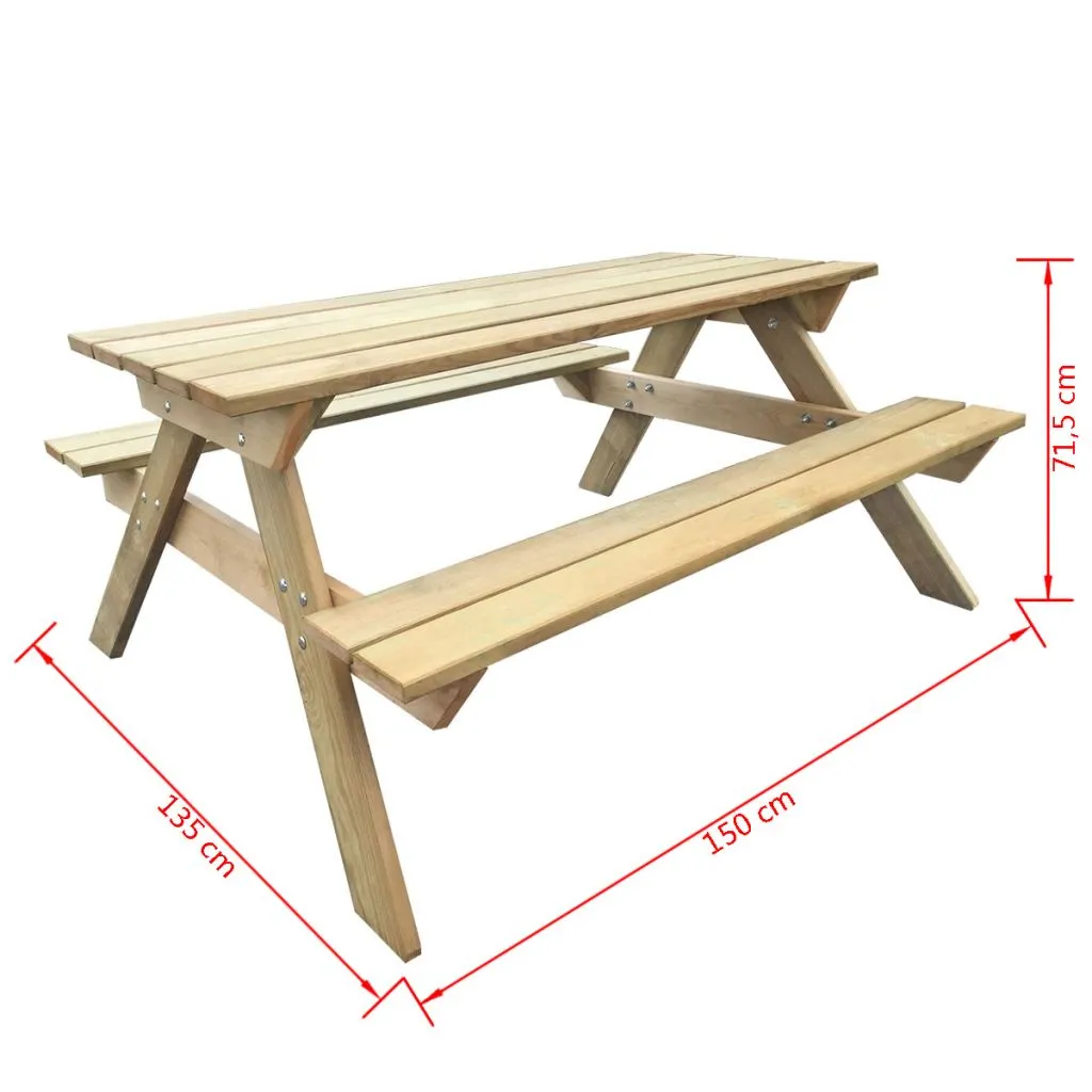 Medina Picknicktafel 150x135x71,5 cm hout