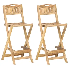 Medina Tuinbarstoelen inklapbaar 2 st massief mangohout