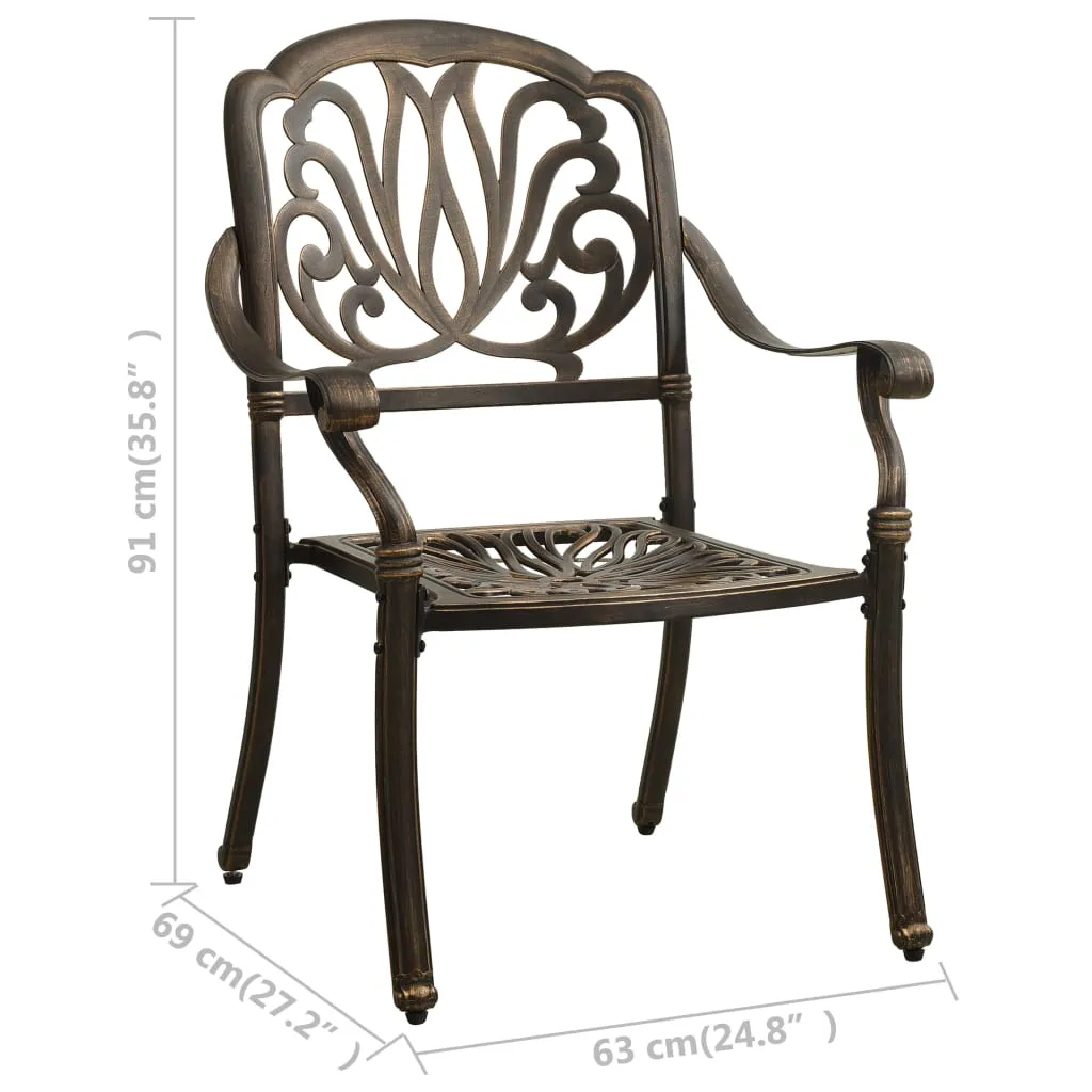 Medina Tuinstoelen 2 st gietaluminium bronskleurig
