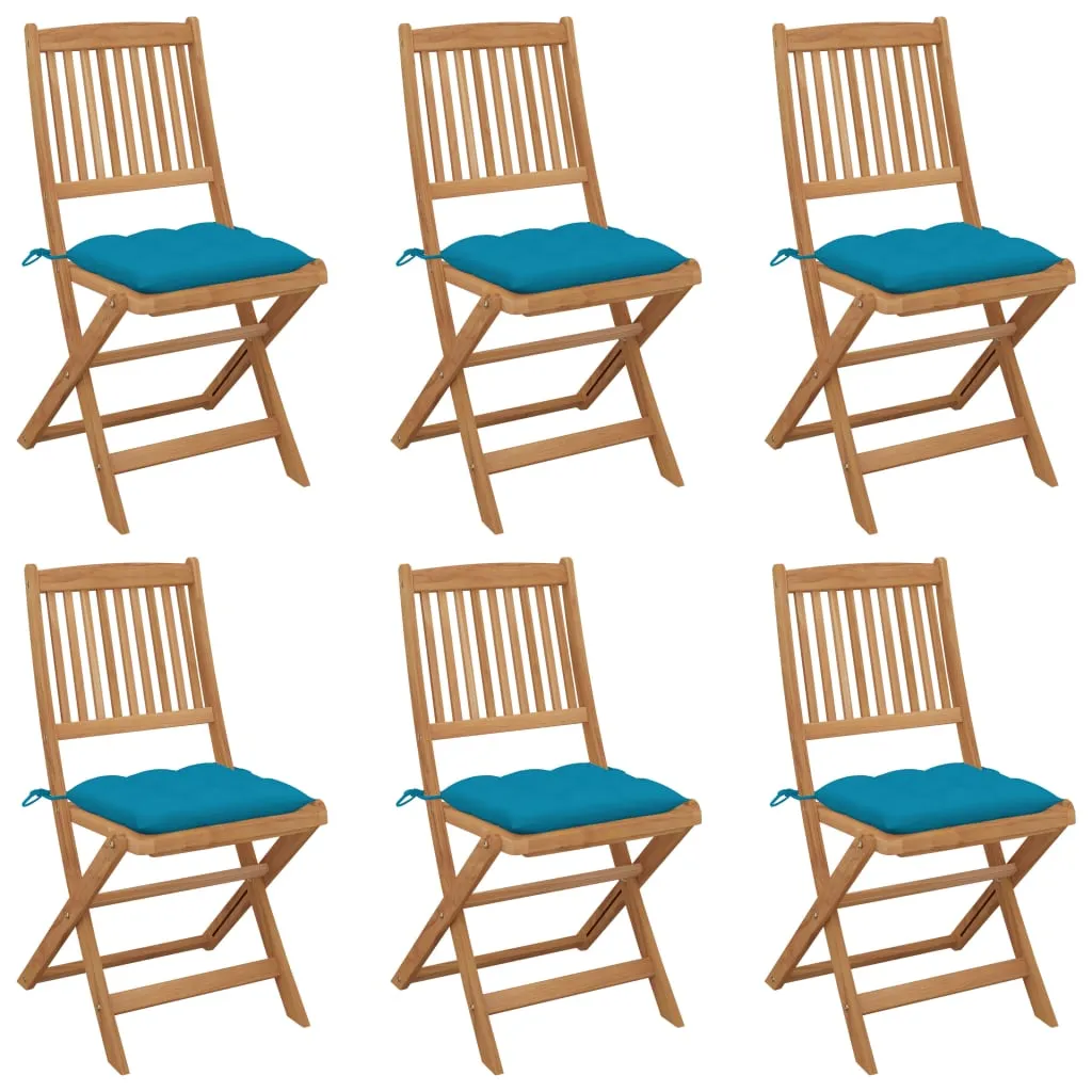 Medina Tuinstoelen 6 st inklapbaar met kussens massief acaciahout