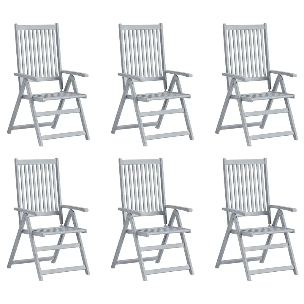 Medina Tuinstoelen 6 st verstelbaar massief acaciahout grijs