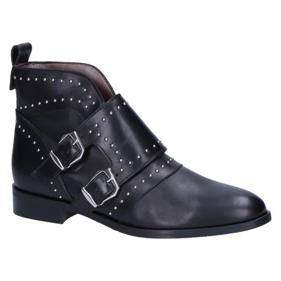 Pertini 16276 Enkellaars gespen zwart studs