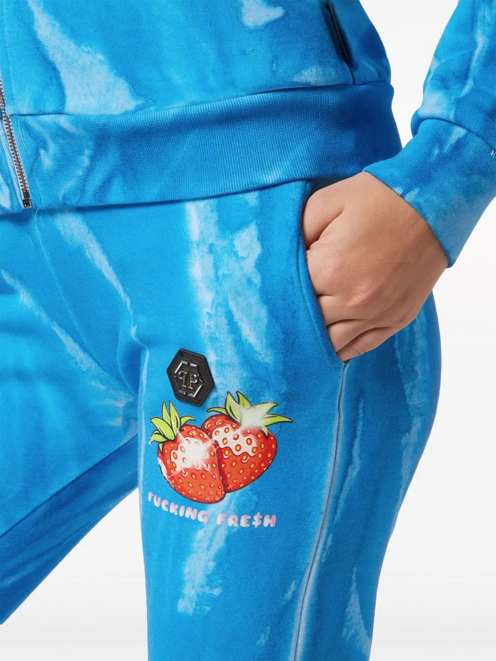 PHILIPP PLEIN TRAININGSPAK MET TIEDYE PRINT BLAUW