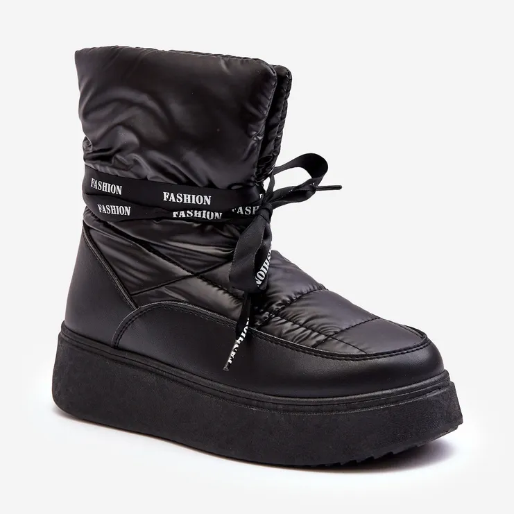 PS1 Damessnowboots met decoratieve vetersluiting Zwart Siracna