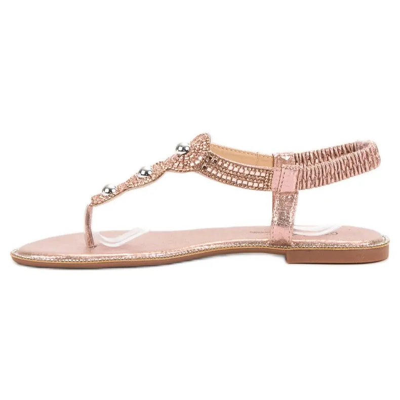 SHELOVET Sandalen met roségouden versieringen roze