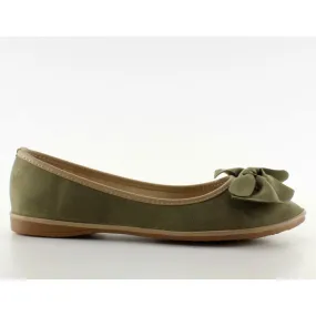 Suède ballerina's met strik SK26 Groen groente