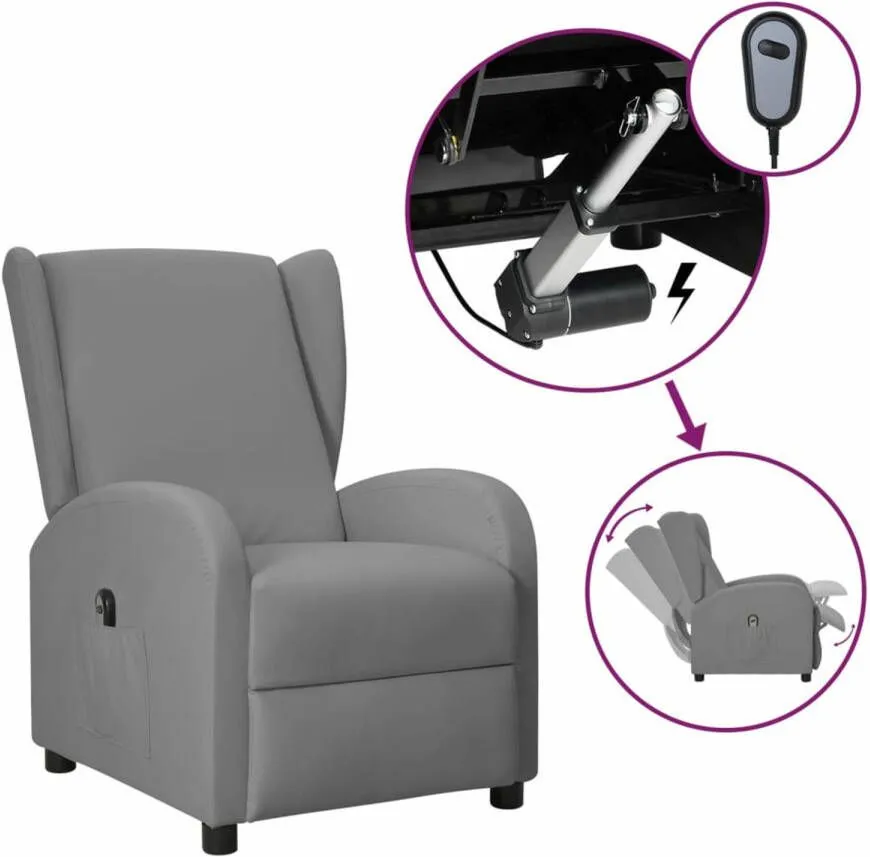 VidaXL Fauteuil Elektrisch Verstelbaar Kunstleer Grijs