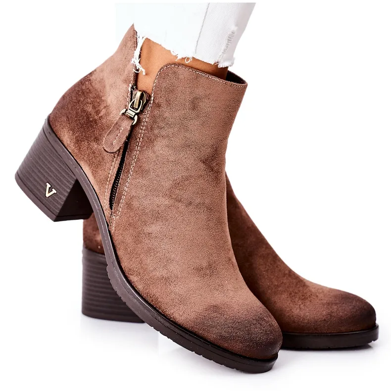Vinceza Dameslaarzen Suède Beige Bellarena bruin