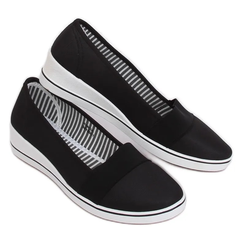 Zwarte wedge ballerina's S81B001 Zwart